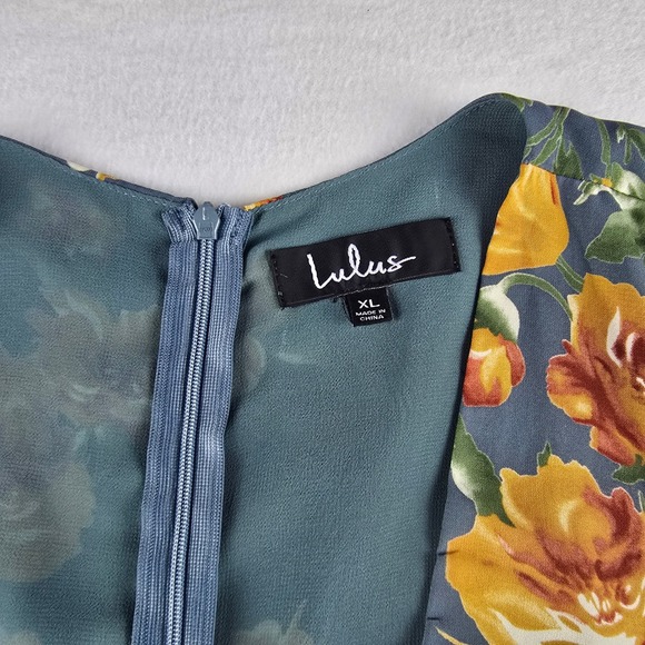 Lulus 19G Best Day of My Life Dusty Sage Floral‎ Print Midi Dress Tie Front XL - Picture 4 of 12